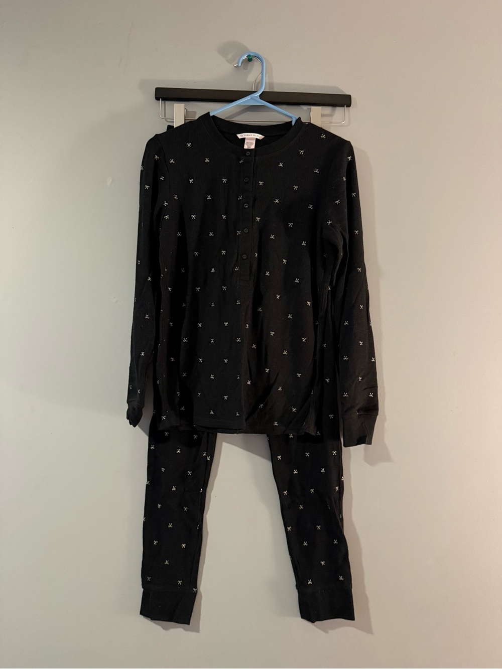 Victoria's Secret Black Pajama Set with Gold Bows